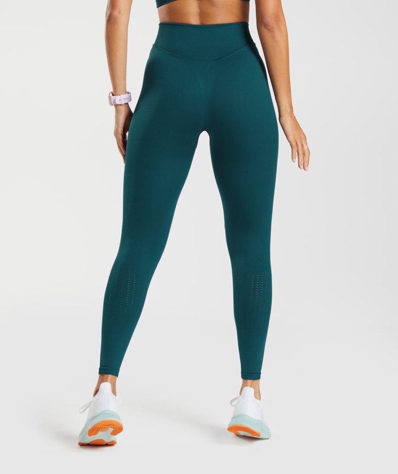 Legginsy Gymshark Sweat Seamless Sculpt Damskie Turkusowe | PL 796GYB